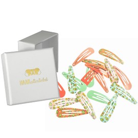 HAARallerliebst® Pack of 18 Avocado Hair Clips Girls Women Colourful Hair Clips in 6 Colours (Pink, Green Orange Brown), 50 mm Baby Children's Hair Clip, Includes Box Hair Clip Hair Accessories