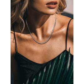 Richsteel Men's, Women's Curb Chain, Classic Cuban Necklace in 3 mm/6 mm/9 mm/12 mm Stainless Steel, Silver/Black/Gold, Solid Necklace, 36 cm Long to 76 cm Long, Stainless Steel, No Gemstone