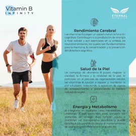 ETERNAL NUTRITION Infinity Complejo B Elevado (150 Cápsulas) | 11 Formas Bioactivas de Vitamina B: B1, B2, B3, B5, B6, B7, B9 y B12 | Alta Absorción | 150 Porciones · 520 mg | Energía y Metabolismo