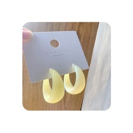 Lightweight Thick Acetic Acid Board Vintage Acrylic Wide Dome U Shape Earrings Retro Chunky Resin Colorful Statement C shape Earrings for Women Girls Party Elegant Jewelry, Resin, acrylic,