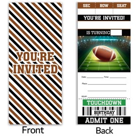 UPNEGE Football Birthday Invitations Tickets Sports Football Ticket Style Invitations with Envelopes Set of 20