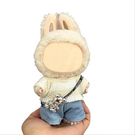 17cm Doll Clothes(NO Doll), Cute Dolls Outfit Accessories with Sweater + Denim Jeans + Pants, Small Kawaii Clothes Set for Dolls(Style 4)