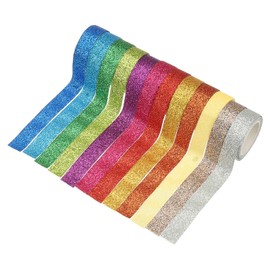 PATIKIL 12 Roll 9..8ftx0.6inch Glitter Washi Tape, Total 118ft Colored Masking Tape Adhesive Decorative Stickers for DIY Craft Art Gift Wrapping Journal Scrapbook Planner, Multicolor