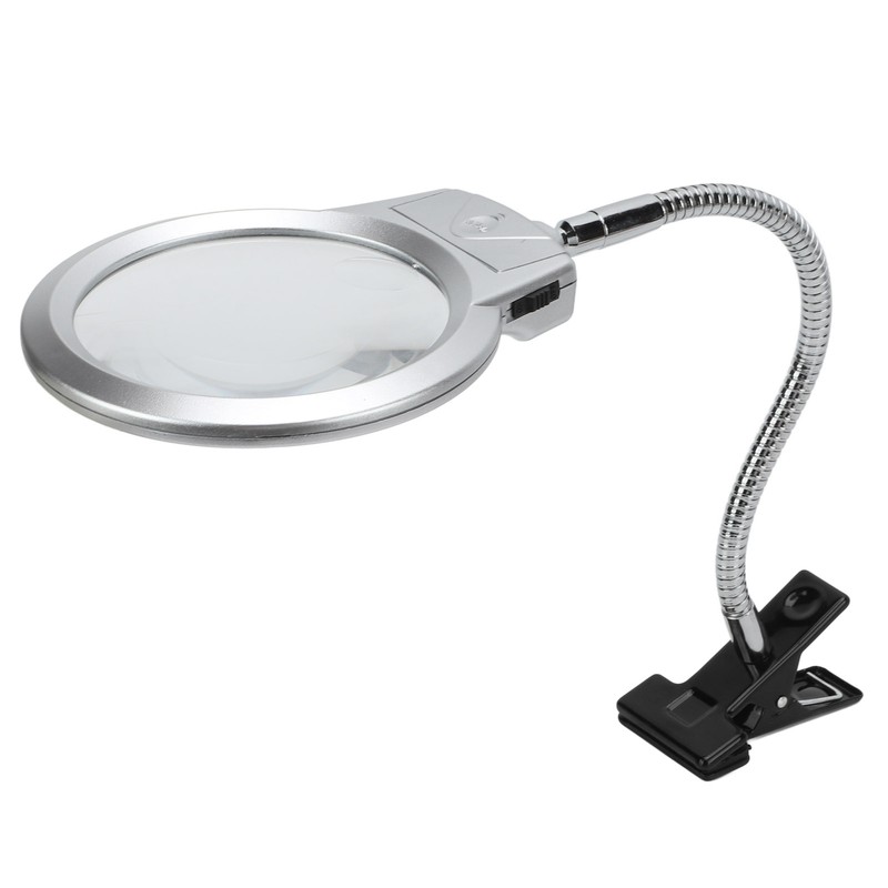 LED Illuminating Magnifier with Clamp Optical Lens Adjustment Hose Magnifying