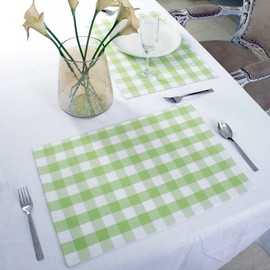 Didi's Kitchen Cotton Placemats Checkered Green & White 4/Pack