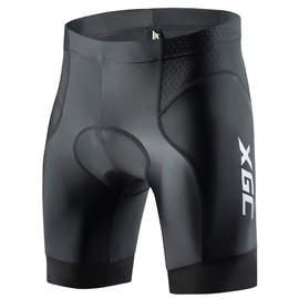 XGC men's cycling shorts and cycling briefs, elastic and breathable with high-density 4D sponge seat pad, black, l