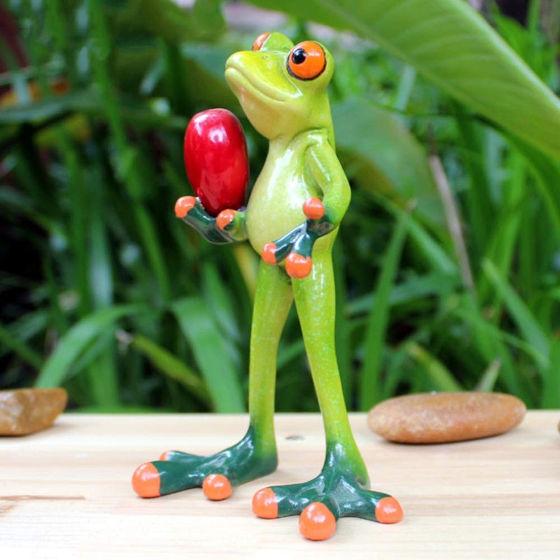 Dorlotou Frog Figurines Frog Statue Lady Frog Holding a Cocktail