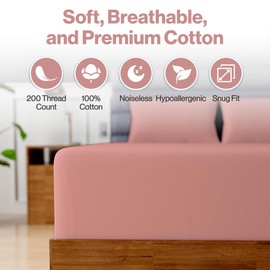 Superity Linen Fitted Sheet - 100% Cotton Cot Size Mattress Cover - Soft, Smooth, and Comfortable - 200 Thread Count - Bed Sheet Stretches to 12 inches for Snug Fit.