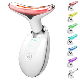 Herramienta de masaje facial 7 en 1, terapia de luz roja para cara y cuello, varita de terapia de luz roja, herramienta de escultura de elevación de cuello facial para el cuidado de la piel, regalos para mujeres y hombres