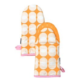 Baagol Non-Slip Cotton Kitchen Oven Mitt Set, Modern and Cute Kitchen Mittens with Non-Slip Silicone Grips and Hanging Loops, 2 Piece, 12" x 5.5" (Pumpkin Spice)