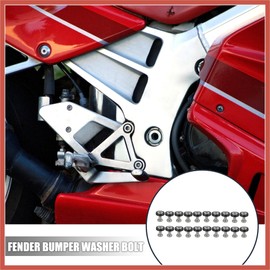 ACROPIX 20 Pcs Car Motorcycle Black M6 Fender Bumper Washer Bolt Nuts Kit Aluminum Alloy Engine Bay Fastener Car Parts