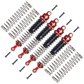 TOOMOD 100mm RC All Aluminum Alloy Oil Filled Shock Absorbers kit for Axial SCX10 D90 TRX4 Tamiya Bullhead SuperClod Buster Truck Crawler/Truck/Car Upgrades Replace Parts （Red）
