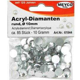 Acrylic Diamonds, Diameter 10 mm, Pack of 85, Crystal