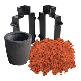 Sand Casting Set Kit with 2.2 Lbs Delft Clay Sand, Cast Iron Mold Flask Frame & 1 Kg Foundry Graphite Crucible Melting Casting Refining Gold Silver Copper Jewelry Making