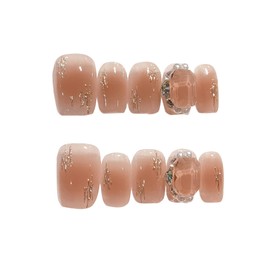 BIBII Nails Handmade Nail Tip, Popular, Solid, Popular in Korea, Ultra Thin Nail Tip, Short Finger Suit, 10 Pieces, Finger Suit Press on Nails, Magnet, 3D Nails, Luxurious, Mass-Produced, Dreamy,