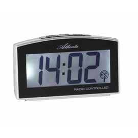 Atlanta 1803/19 Wecker, Kunststoff, Schwarz/Silber, 11,5 x 7cm