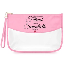 Sfodiary 70th Birthday Gifts for Women Makeup Bag for 70 Year Old Woman Happy Birthday Gift Ideas for Grandma Nana Aunt Cosmetic Bag Zipper Travel Pouch
