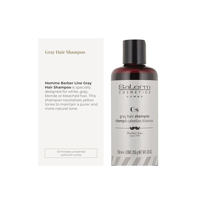 Salerm Homme Shampoo para Matizar Cabellos Blancos y Canas para