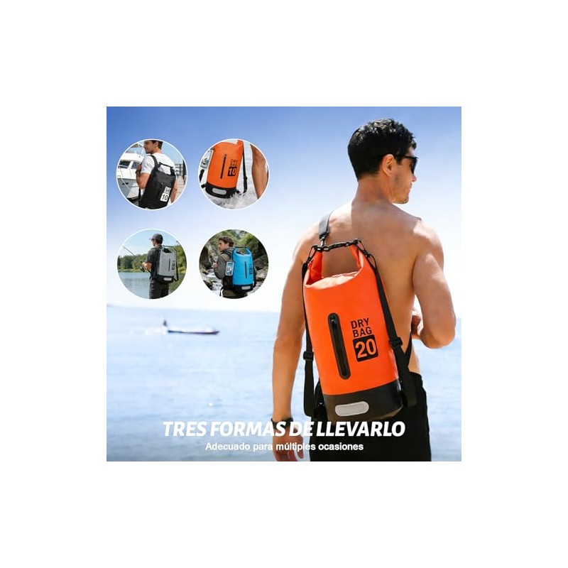 Bolsa Impermeable Seca 20L/30L/40L,Con Funda Impermeable Para Teléfono,Correa Larga Ajustable
