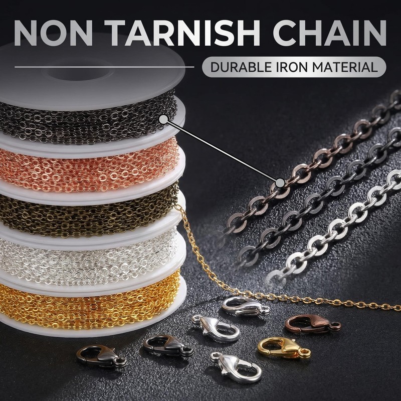 Chains for Jewellery Making 60 ft 6 Colours 2mm Jewellery