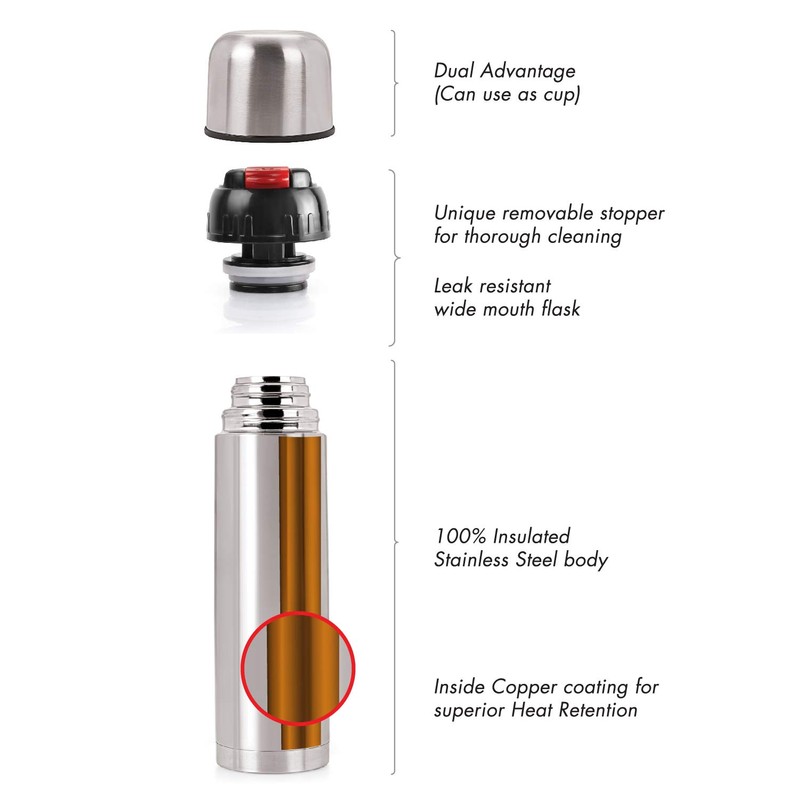 Cello FlipStyle Stainless Steel Bottle With Cover- 1000ml