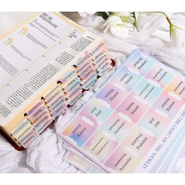 Colorful Rainbow Bible Tabs for Kids - Multi-Color Paper Index Tabs, Teens & Adults, fits Most Bible Versions (90 Tags)
