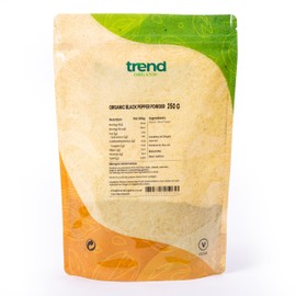 Trend Organic Black Pepper Powder, Versatile Kitchen Essential, Ideal Spice for Seasoning and Cooking with Earthy Flavour, Certified Organic, Vegan, Non-GMO, No Additives No Preservatives, Raw, 250g
