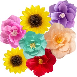 ANSOMO ANSOMO Paper Flowers Sunflower Colorful Artificial Crepe Tissue Wall Home Dcor Wedding Birthday Bridal Baby Shower Classroom Spring Summer Floral Party Decorations