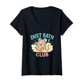 Womens Dust Bath Club Funny Degu Scene V-Neck T-Shirt