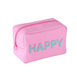 Happy Pink Cosmetic Bag - Stylish and Convenient for Travel, pink, Modern, Minimalist