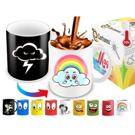 Cortunex - Lindas tazas de café, taza que cambia de color, bonita taza para mujeres, niñas, niños, parejas y hombres, taza de café fresca de 11 onzas, regalo divertido para cumpleaños, arco iris