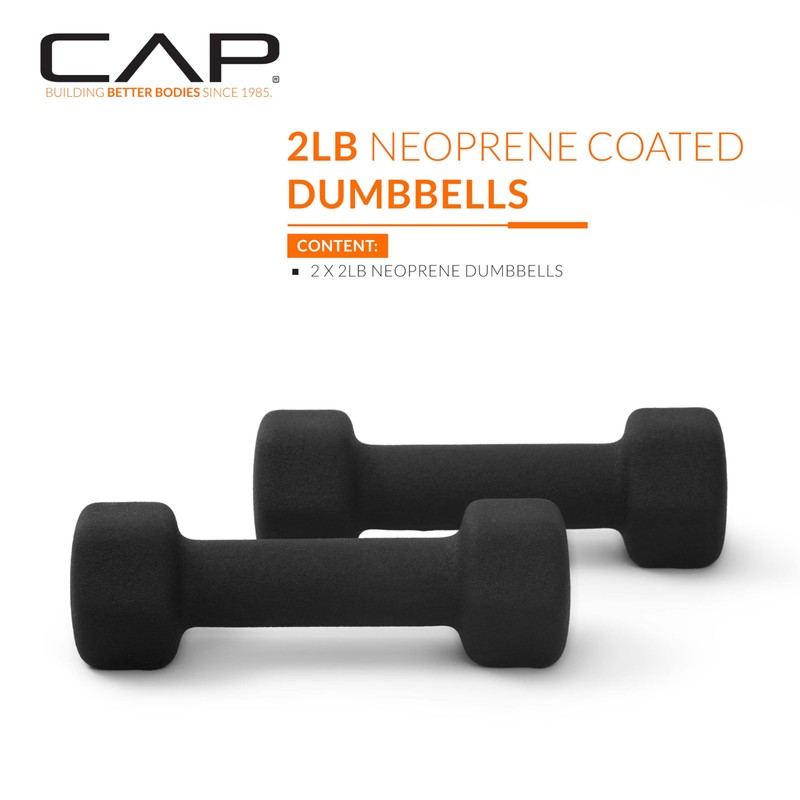 CAP Barbell 2 LB Neoprene Dumbbell Hand Weights - Pair