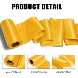 LoomJoyz Old Gold Satin Ribbon 150mm(6 Inch) Wide Silk Ribbon 23 Meters Thick Ribbon for Cutting Grand Opening Ceremony Sash Wedding Decoration Birthday Party Bow Gift Wrapping Craft