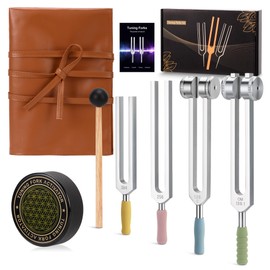 DiDiBirDi Tuning Fork Set 4pcs 128HZ, 136.1HZ, 256HZ, 384HZ, Equipped with PU Leather Bag and Activator, for Yoga, Meditation, Relaxation