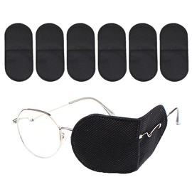 Rimikuru Eyepatches, Glasses, 6/12 Pieces, Strabismus Glasses, Cover, Right Eye, Left Eyepatch, Both Eyes, One Eyepatch, Black (M, Black, 6 Pieces)