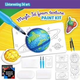 Mfitjetng 43 PCS Magic Foam Texture Painting, 3D and Fun Art,Including 12 Colors Brush Tip Acrylic Paint Markers (Stylish Gift Box-43Pcs Set)