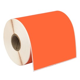 HOUSELABELS 4" x 6" Orange Shipping Labels on 1" Core Compatible with Zebra and Rollo Printers, 6 Rolls / 250 Labels per Roll