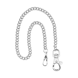 OTOTEC Albert Pocket Watch Chain with Lobster Clasp 14.5 Inch Classic Metal Coating Hanging Watch Chain Strap Pocket Watch Accessories Silver for Unisex Adults, silver, 37
