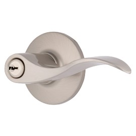 BRINKS – Transitional Keyed Entry Wave Door Lever, Satin Nickel - Designed for Traditional and Transitional Homes and Blends Seamlessly with Interior Décor (E2418-119)