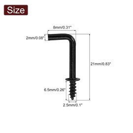 QUARKZMAN Angle Hooks, 50 Pieces 1/2 Inch L Shaped Screw Hooks, Screw Hooks with 7 Angle Metal Shape for Hanging, Black