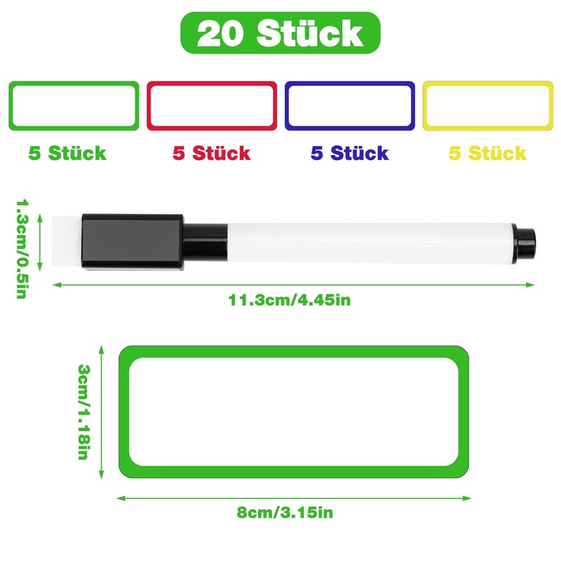 Meetory Magnetic Strips Writeable, 20 Wipe-Clean Magnetic Signs, Universal Whiteboard