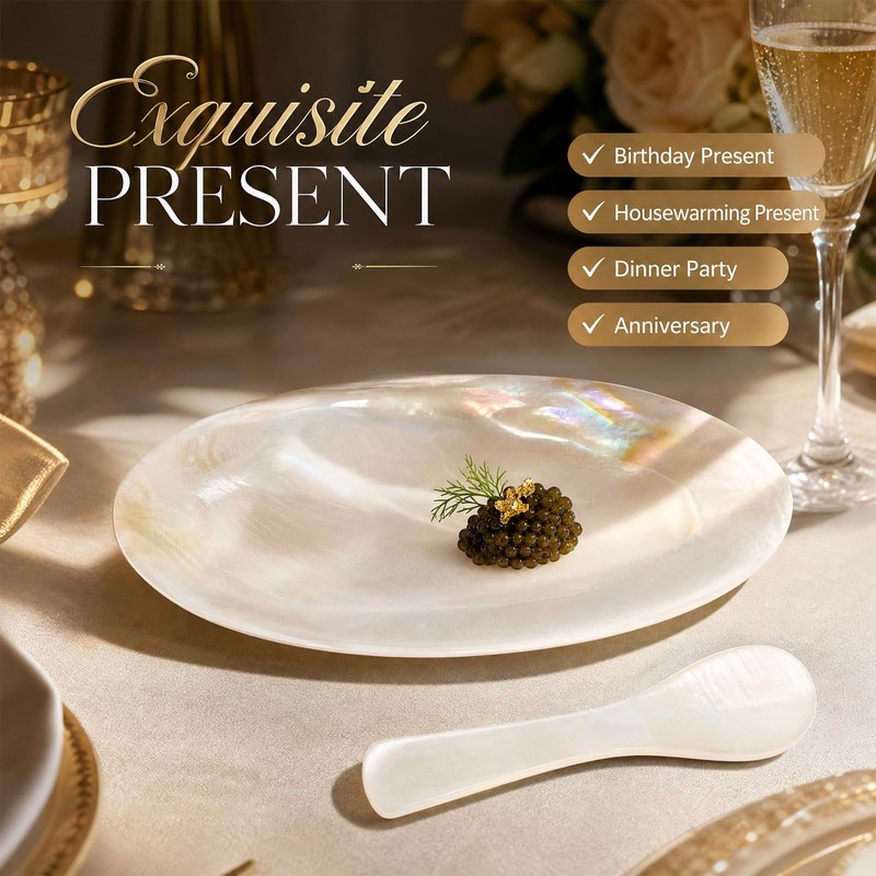 Mother of Pearl Caviar Serving Set - 2 Shell Dishes