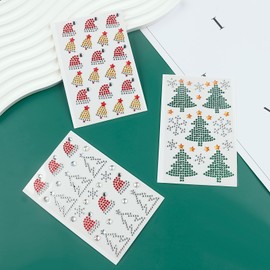 3Pack Christmas Face Rhinestone Sticker Self Adhesive Gems Stick on Christmas Tree Santa Face Jewels Tattoo Stickers Crystal for Body Nails Crafts Makeup Winter Holiday Xmas Decoration