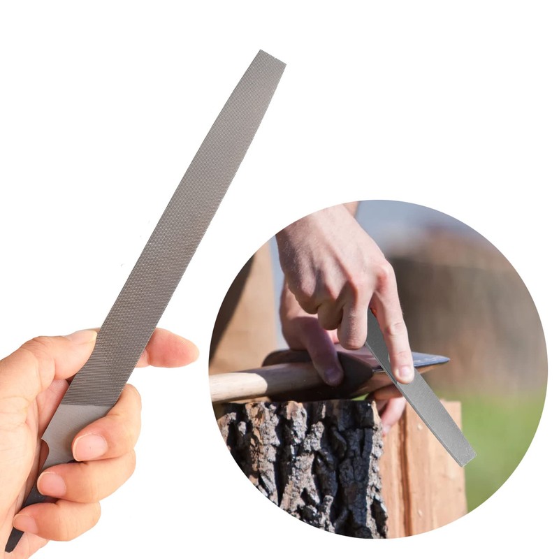 Axe File Sharpener Set 2PCS 8inch, SKZIRI Flat Metal Axe