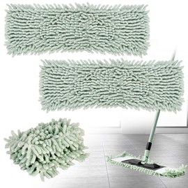 Microfibre Cover Set of 2, Chenille Microfibre Floor Mop, Mop Cover Replacement Cover, Chenille Flat Mop, Floor Mop Cover for Ideal Dirt Absorption, Ideal for Floors such as Tiles and Laminate