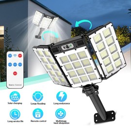 KEPEAK Solar Flood Lights, 800 LEDs 500000LM, Motion Sensor, RemoteControl, lP65 Waterproof 3 Brightness Modes, Super Bright Outdoor Security Lights - Color: 800 LED Solar Light
