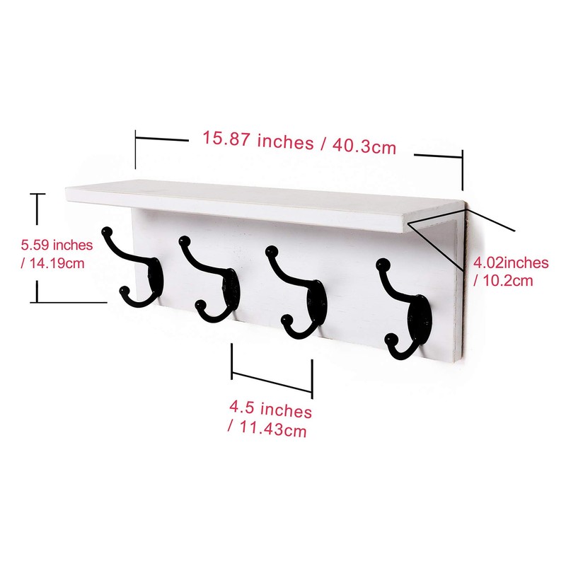 SANY DAYO HOME Wall Mounted Pine Wood Coat Rack with