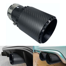 Krtopo Car Exhaust Tailpipe Muffler Tip Fit for 2.5"(63mm) Inlet Exhaust Pipe Stainless Steel and Carbon Fiber End Pipe 89mm Outlet Modification Rear Tailpipe End Throat (Straight Matte Black)