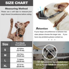 Dog Muzzle for Small Medium Large Dogs - Soft Nylon Breathable Muzzle with Air Mesh, Adjustable Loop, Anti-Dropping Design for Biting, Barking, Chewing, Labrador, German Shepherd, Chihuahua (Grey,M)