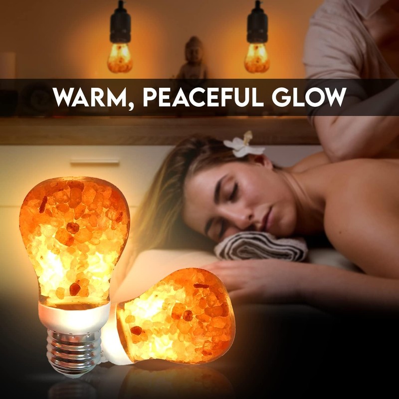 Himalayan Glow Natural Pink Salt LED Light Bulb, Warm Amber